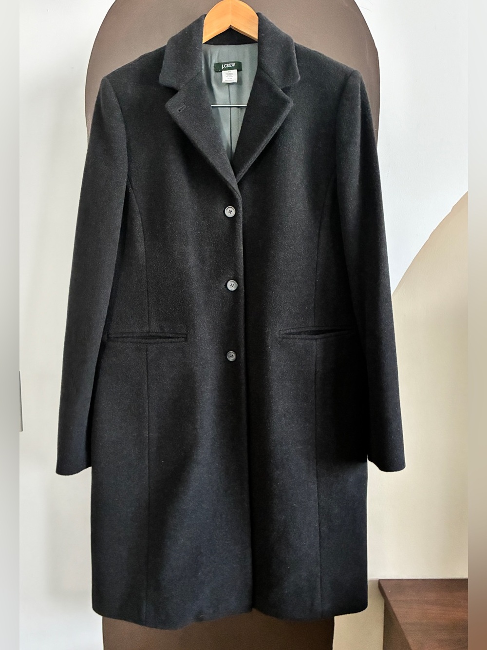 J.Crew Black Wool Cashmere Long Coat Size 12